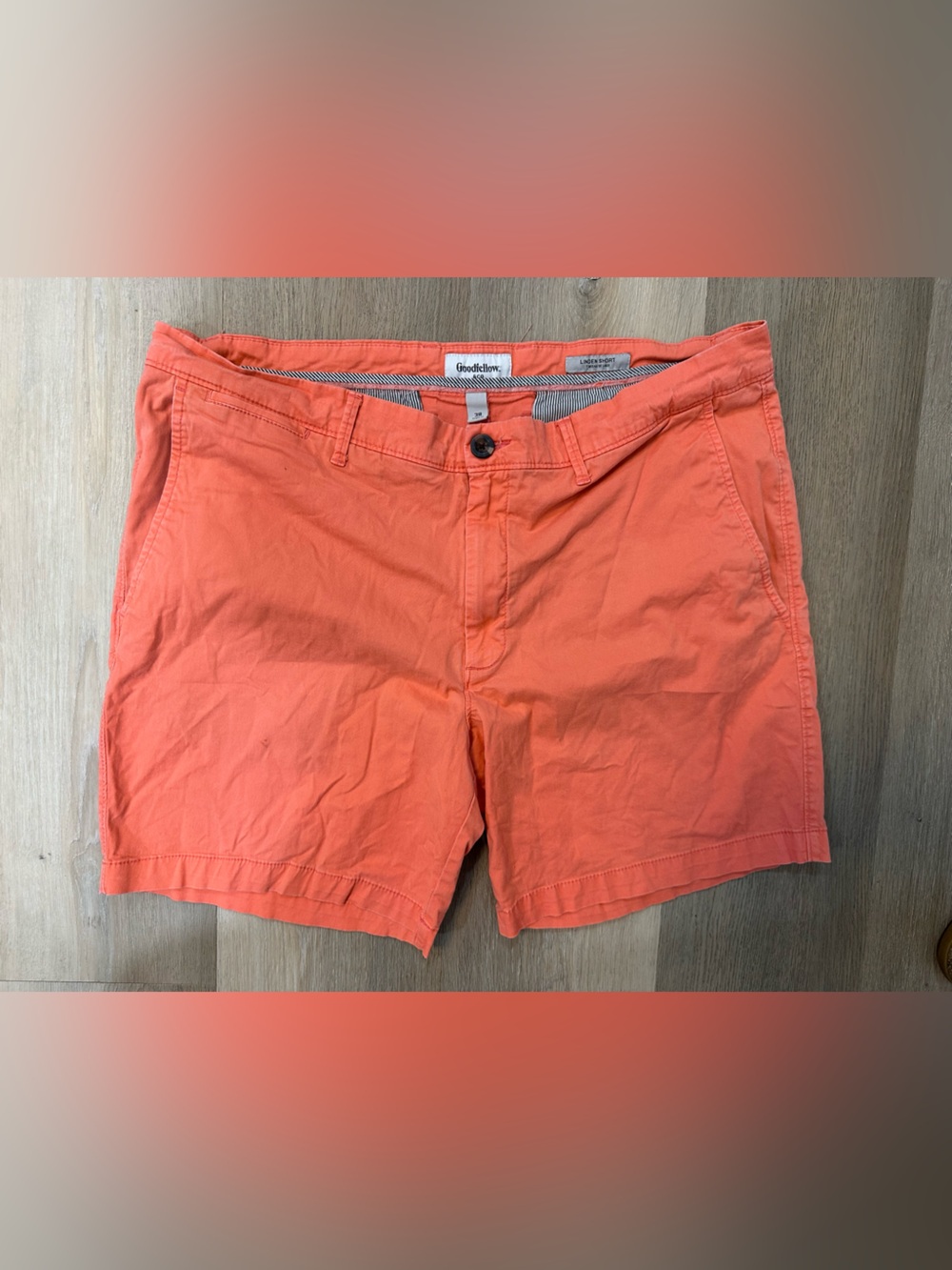 Goodfellow Linden Men’s Coral-Orange Summer Chino Shorts 38